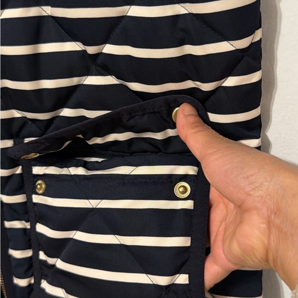 J. Crew Striped Quilted Vest in Navy and Cream - Picture 7 of 9